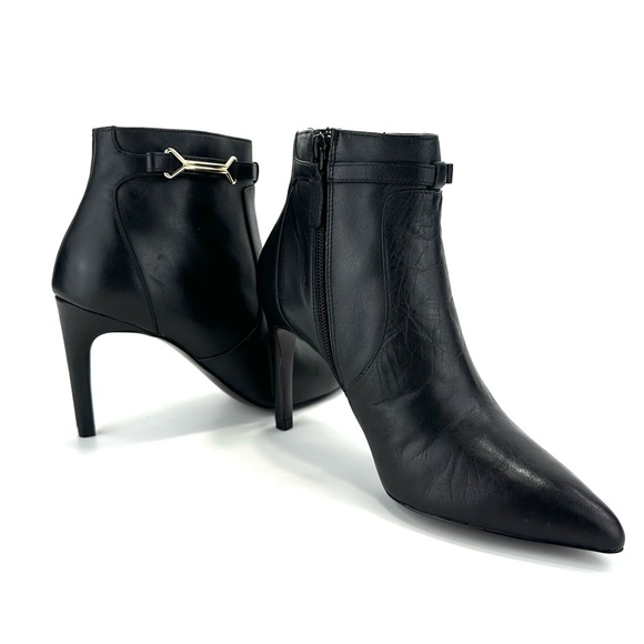 COLE HAAN GRAND.OS BLACK LEATHER POINTY TOE STILETTO HEEL SHORT BOOTS/BOOTIES🆕 - Picture 10 of 16